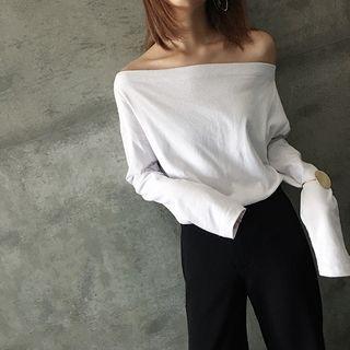 Off Shoulder Long Sleeve T-shirt