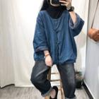 Frog Button Denim Jacket Denim Blue - One Size