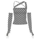 Set: Checkered Camisole Top + Arm Sleeves