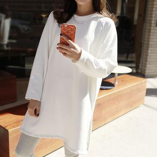 Raglan-sleeve Brushed-fleece Lined Long T-shirt