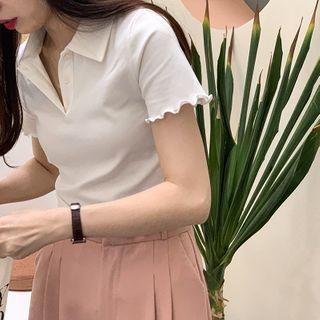 Lettuce Edge Short-sleeve Cropped Polo Shirt