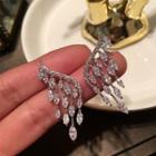 Rhinestone Wings Fringed Earring 1 Pair - Silver - One Size