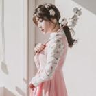 Maxi Hanbok Dress Set (floral / Pink)