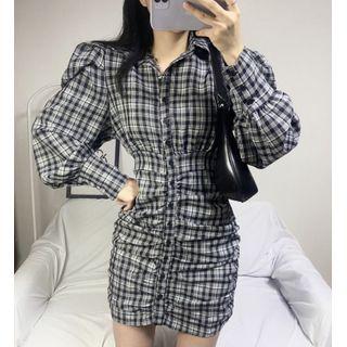 Plaid A-line Mini Shirtdress As Shown In Figure - One Size