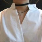 V-neck Loose-fit Lantern Sleeve Shirt