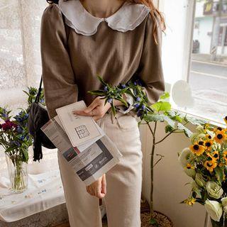 Layered-collar Frill-cuff Top