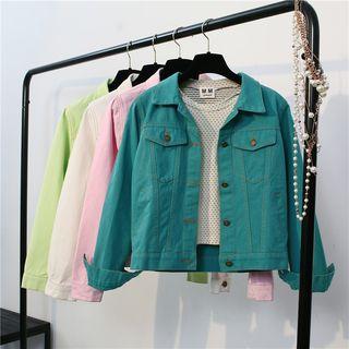 Denim Button Cropped Jacket