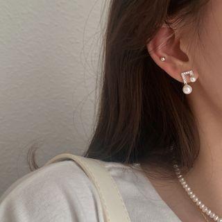 Rhinestone Faux Pearl 925 Sterling Silver Earring