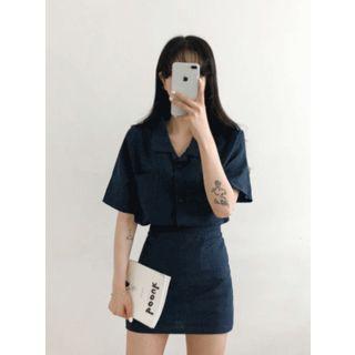 Set: Linen Blend Shirt + H-line Skirt