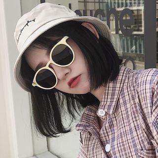 Round Sunglasses With Eyeglass Bag & Cloth - Beige - One Size