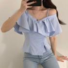 Short-sleeve Ruffle Tirm Blouse