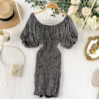 Elbow-sleeve Sequin Midi Sheath Dress