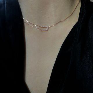 U Shape Rhinestone Sterling Silver Choker