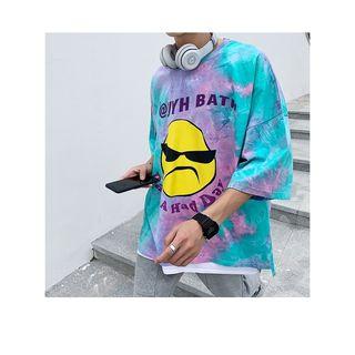 Logo Printed Tie-dye Short Sleeve T-shirt
