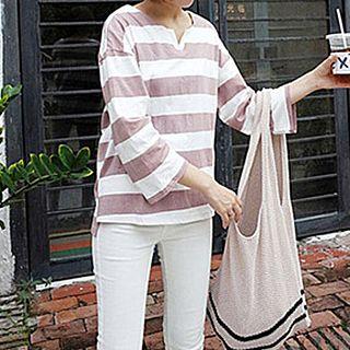 Striped Notch Neck T-shirt