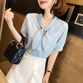 Plain Bow Chiffon Blouse