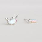 925 Sterling Silver Whale & Shooting Star Earring 1 Pair - As Shown In Figure - One Size