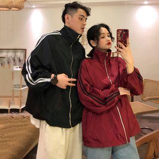 Raglan Sleeve Contrast Stripe Zip Jacket