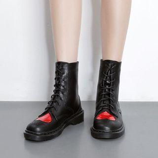 Flat Cutout Heart-accent Short Boots