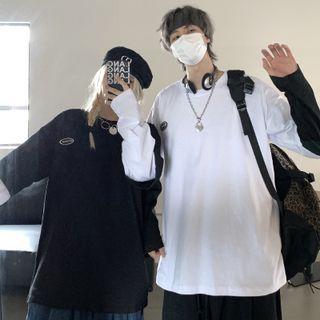 Couple Matching Long-sleeve Mock Two Piece Top