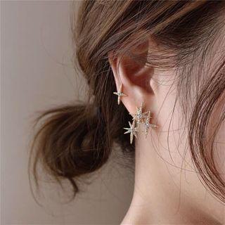 Non-matching Rhinestone Star Earring 1 Pair - E2033 - Silver - Non-matching - Star - One Size