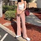 Set: Spaghetti-strap Eyelet Top + Wide-leg Dress Pants