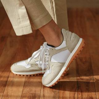 Faux-suede Panel Mesh Running Sneakers