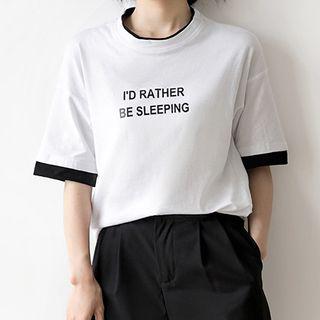 Mock Two-piece Lettering Short-sleeve T-shirt White - M