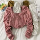 Square-neck Slim-fit Crop Blouse In 5 Colors