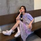 Short-sleeve T-shirt / Floral Print Spaghetti-strap A-line Dress