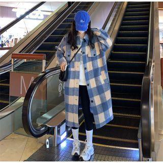 Gingham Check Button Coat