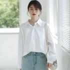 Plain Shirt Fleece Lining - White - One Size