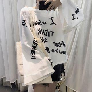 Lettering Rip Knit Pullover