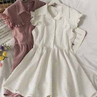 Embossed Ruffled-trim Polo Dress