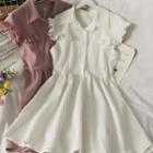 Embossed Ruffled-trim Polo Dress