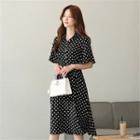 Ruffle-sleeve Polka-dot Dress