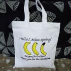 Banana Print Canvas Tote Bag White - One Size