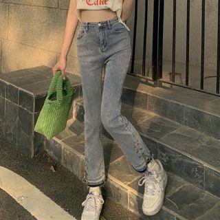 High Waist Lace-up Jeans