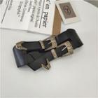 Layered Faux Leather Belt Black - One Size