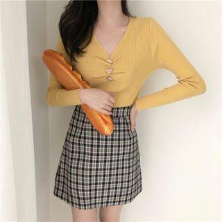 V-neck Embellished Knit Top