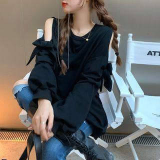 Cold Shoulder Bow Detail Sweatshirt