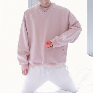 Couple Matching Star Applique Round Neck Sweatshirt