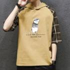 Hooded Mouse Print Elbow-sleeve T-shirt