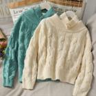 Cable-knit Sweater With Choker In 5 Colors