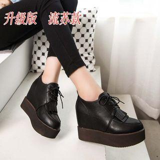 Fringed Platform Hidden Wedge Oxfords