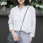 Perforated 3/4 Sleeve Blouse