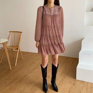 Tiered Leopard Chiffon Mini Dress