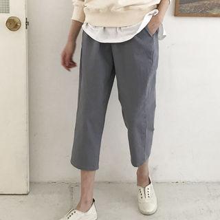 Band-waist Straight-cut Chino Pants