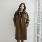 Flap Double-breasted Wool Blend Coat