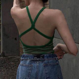 Striped Open-back Camisole Top